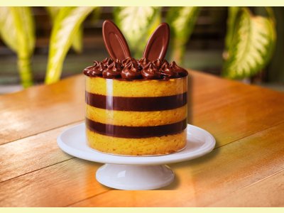 Bolo de cenoura com orelhas